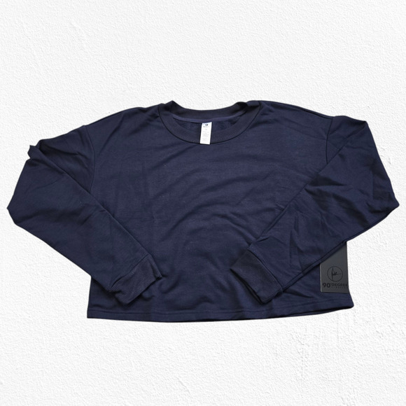 90 Degree By Reflex Dark Navy Blue Cropped Pullover Sweatshirt Size Medium - Picture 1 of 11